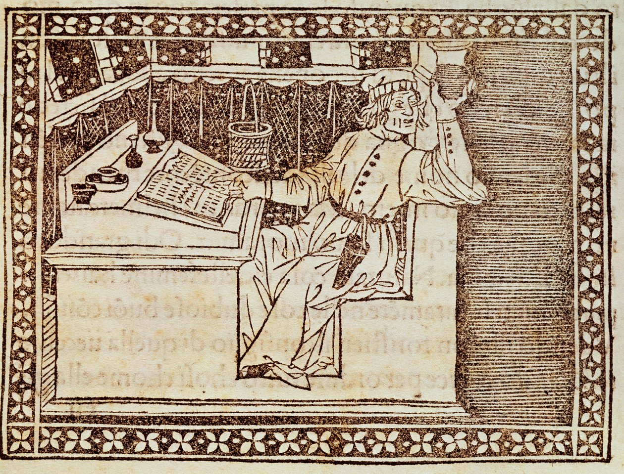 Apotheker, Florentijnse gravure uit Het Schaakboek door Italian School
