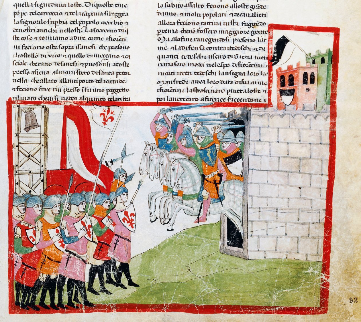 Slag bij Montaperti, miniatuur door Pacino di Buonaguida uit Nuova Cronica, manuscript Chigiano L VIII 296 door Italian School