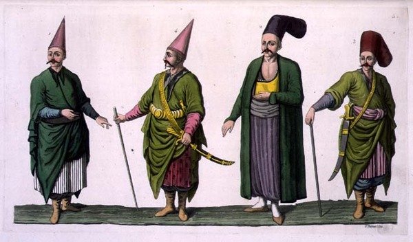Bostandji, Khasseki en andere voorbeelden van Ottomaanse kostuums, plaat 5 uit Deel III, Volume I van 