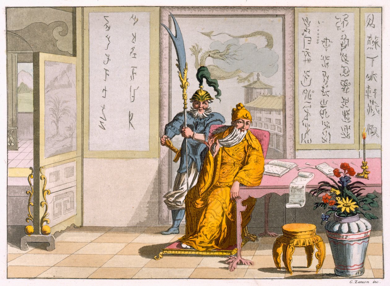 Chinese Taoïstische religieuze leiders: De godheid Kuan-ti, gegraveerd door Fumagalli en Bramatti, ca. 1820-30 door Italian School