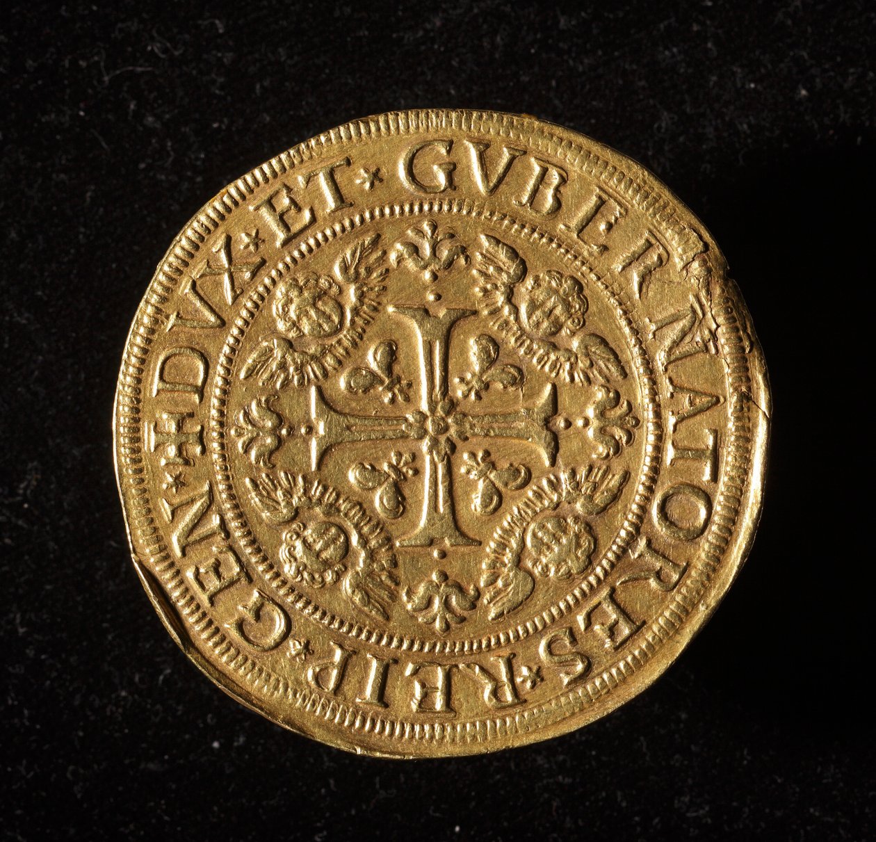 Munt van de Republiek Genua: 12,5 gouden doppie munt. Diam. 61 mm. 1656. Voorzijde. Genua Musei di Strada Nuova (inv. 6453) door Italian School