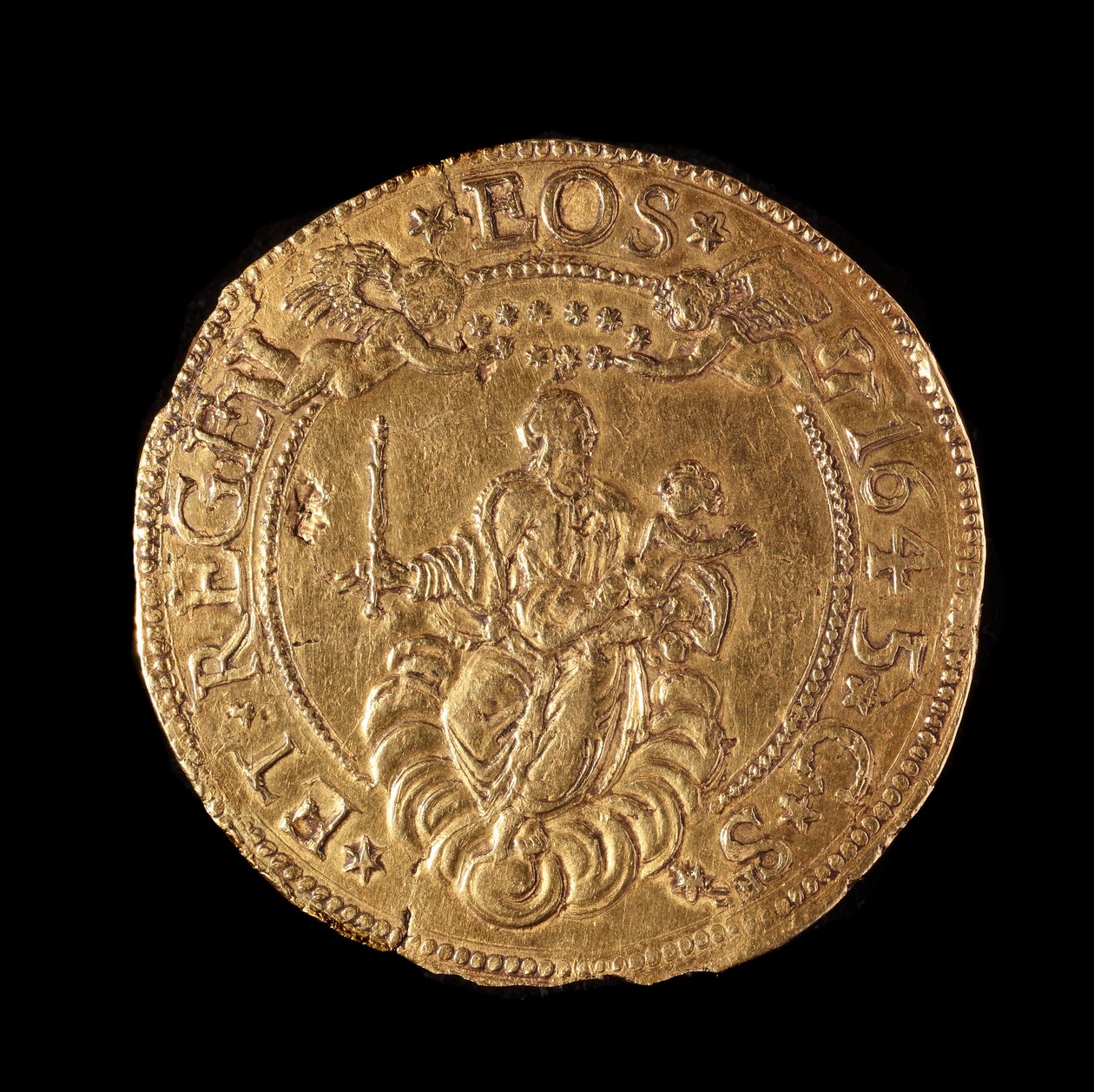 Munt van de Republiek Genua: 20 gouden doppie. Diameter 58 mm. 1645. achterkant. Genua Musei di Strada Nuova door Italian School