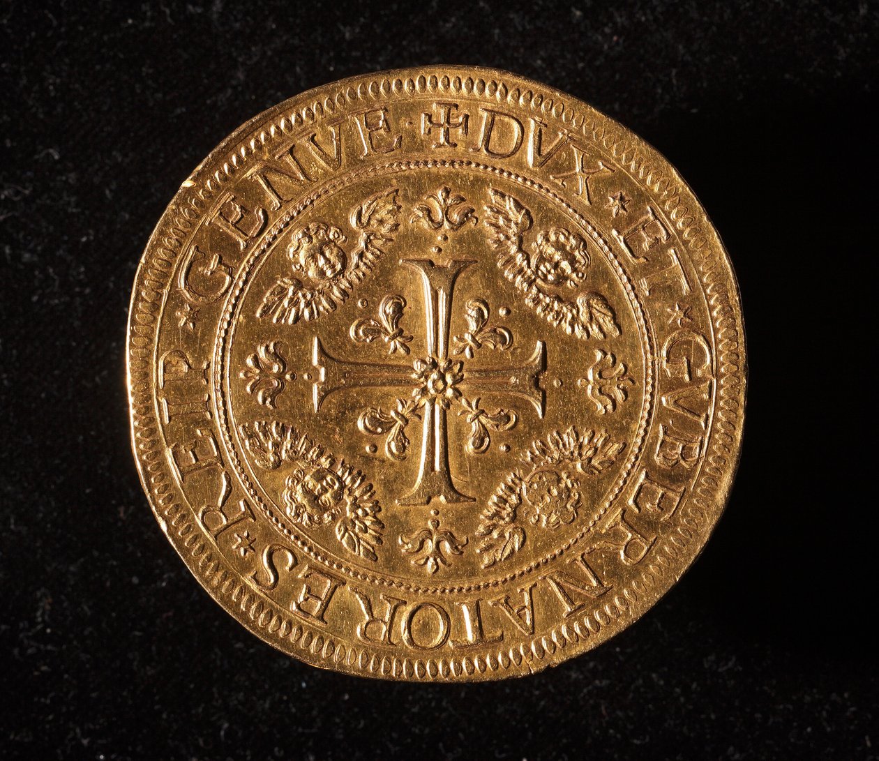 Munt van de Republiek Genua: 25 gouden doppie munt. Diam. 52,5 mm. 1694. Voorzijde. Genua Musei di Strada Nuova (inv. 6457) door Italian School