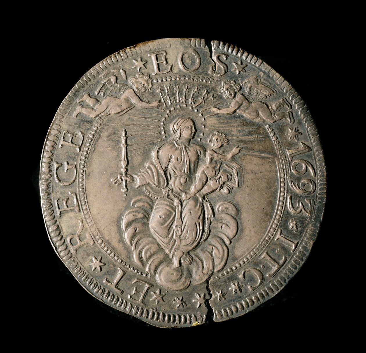 Munt van de Republiek Genua: ECU breed in zilver. Diam. 61 mm. 1693. achterkant. door Italian School