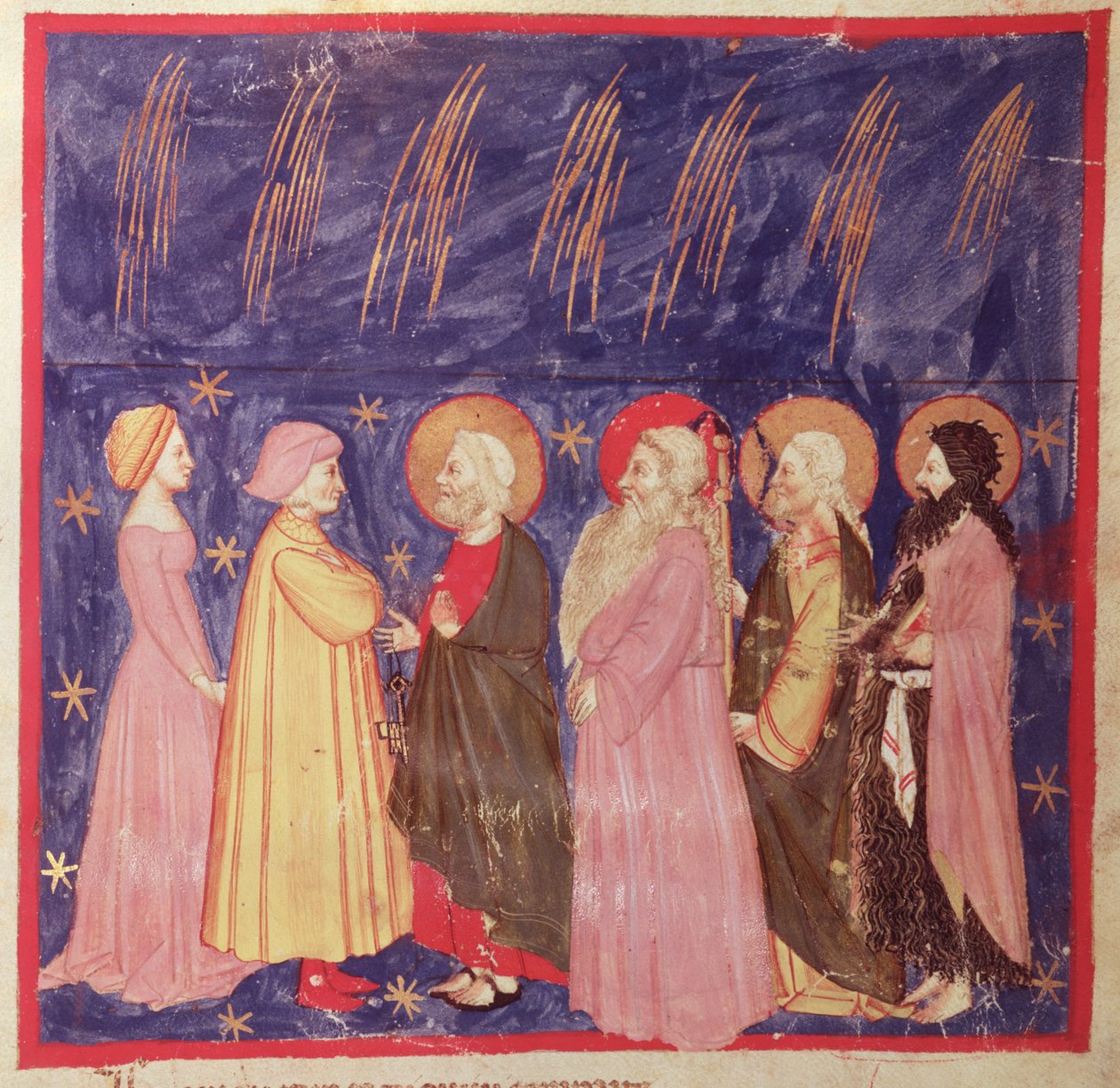 Dante en Beatrice met de heiligen van het paradijs, uit De goddelijke komedie door Dante Alighieri door Italian School