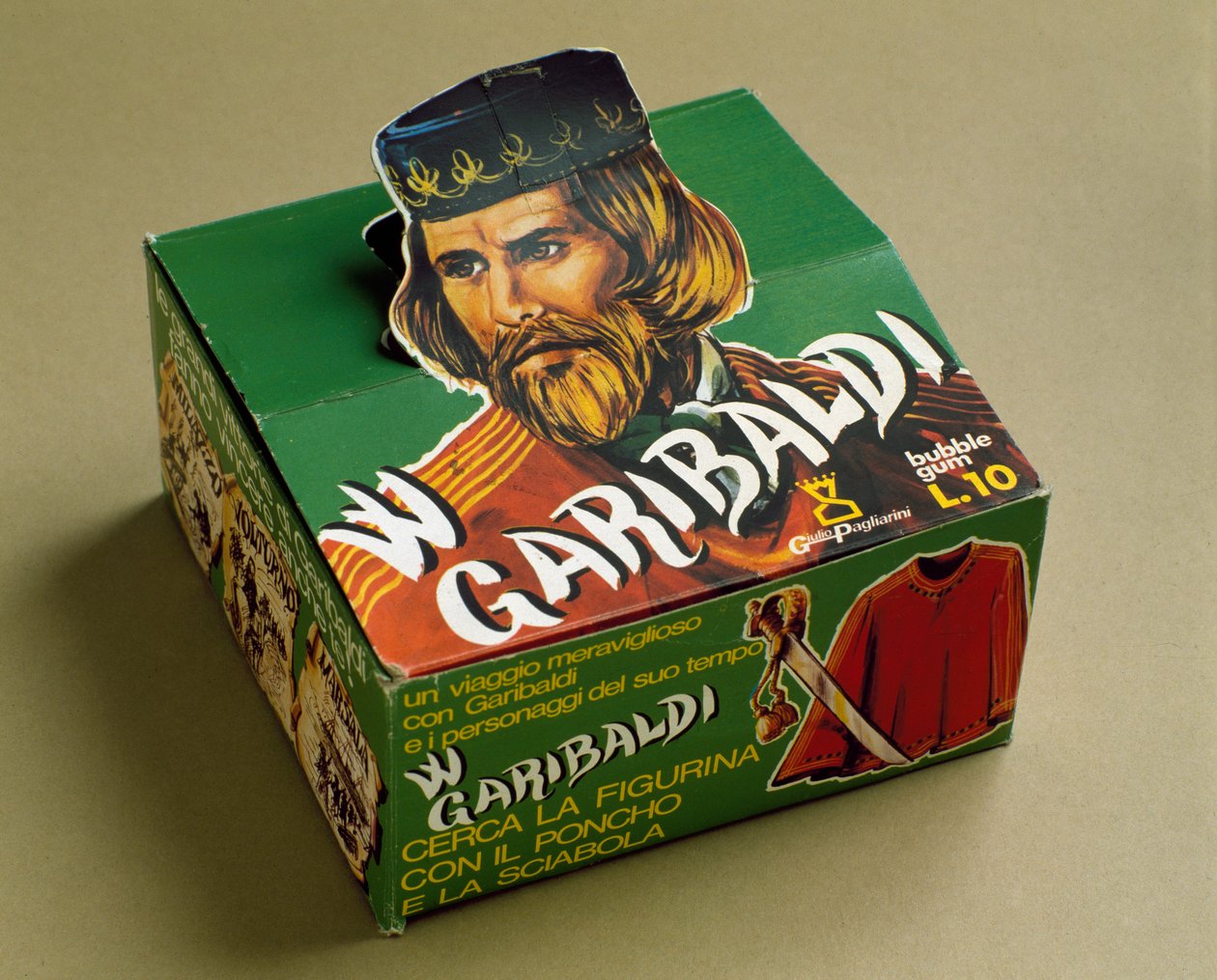 Afgeleide producten: doosje kauwgom met de beeltenis van Giuseppe Garibaldi door Italian School