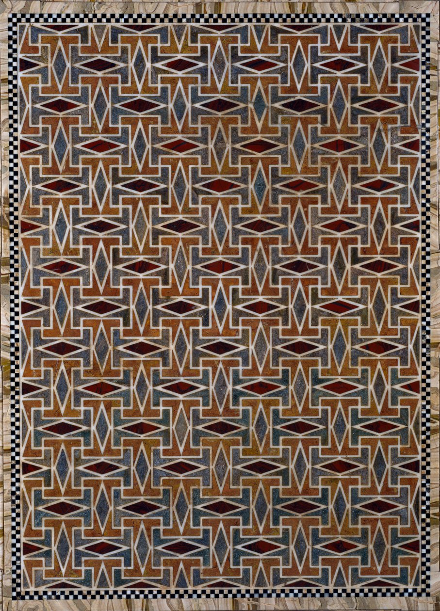 Detail van geometrische motieven op Louis XVI stijl tafel door Italian School