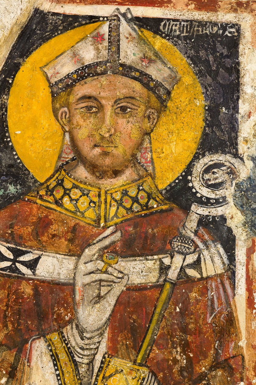 Detail van het drieluik met San Cataldo, Crypte van de Kathedraal door Italian School