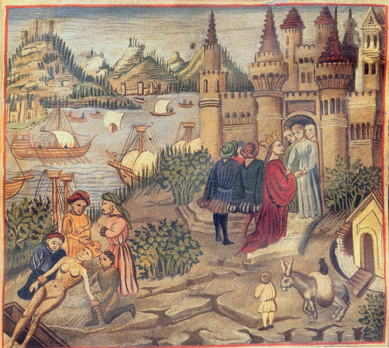 Facsimile van de School van Salerno, uit de Canon van de Geneeskunde door Avicenna door Italian School