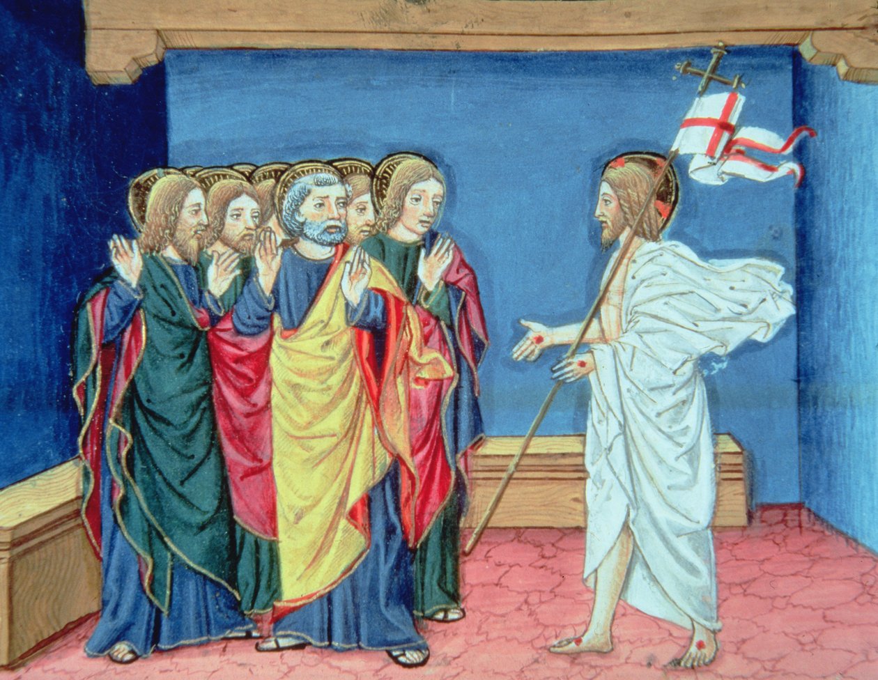 Fol.132va De verrezen Christus toont de discipelen zijn handen en de wond in zijn zij door Italian School