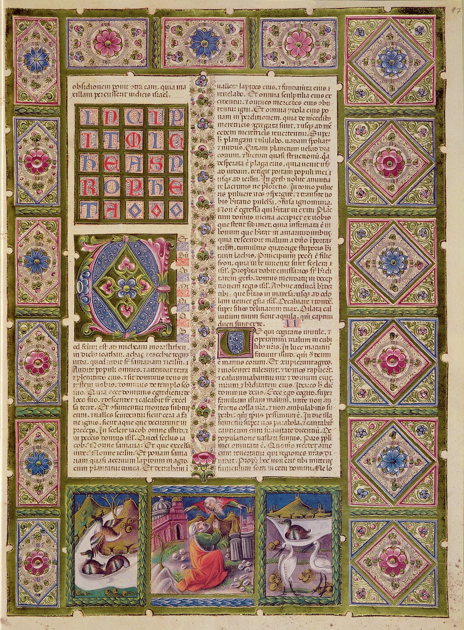 Fol.97r Opening van het Boek van de Profeet Micha, uit de Borso d