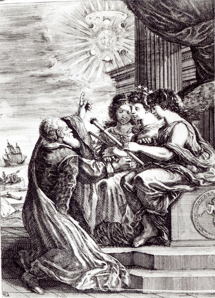 Frontispice van Opere di Galileo Galilei, gepubliceerd in Bologna in 1656 door Italian School