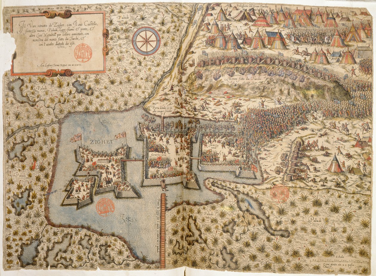 Algemeen overzicht van de Slag bij Szigetvar, 1566 door Italian School