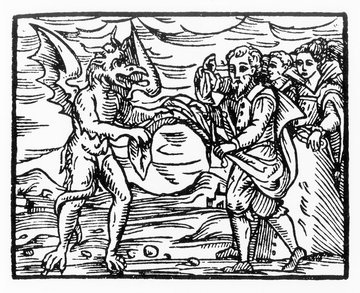 Hulde aan de duivel, kopie van een illustratie uit Compendium Maleficarum door Fr M Guaccius, Milaan 1608, gebruikt in History of Magic, gepubliceerd eind 19e eeuw door Italian School