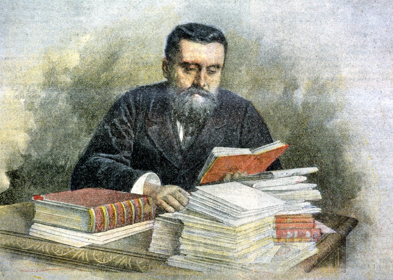 Jean Jaurès aan zijn lessenaar (1859 - 1914) - in "La Tribuna illustrata". door Italian School
