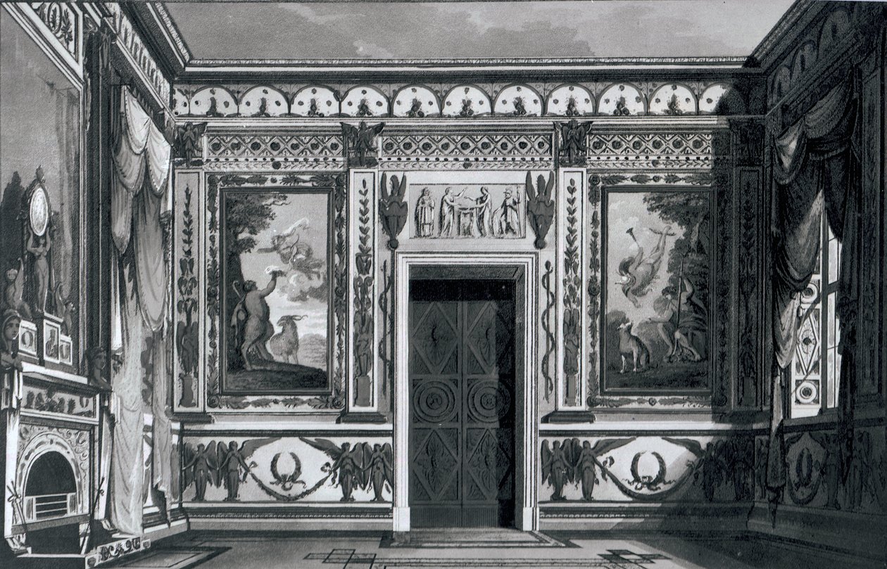 Grote Griekse salon, uit Architecturale Decoraties door Gaetano Landi, 1810 door Italian School