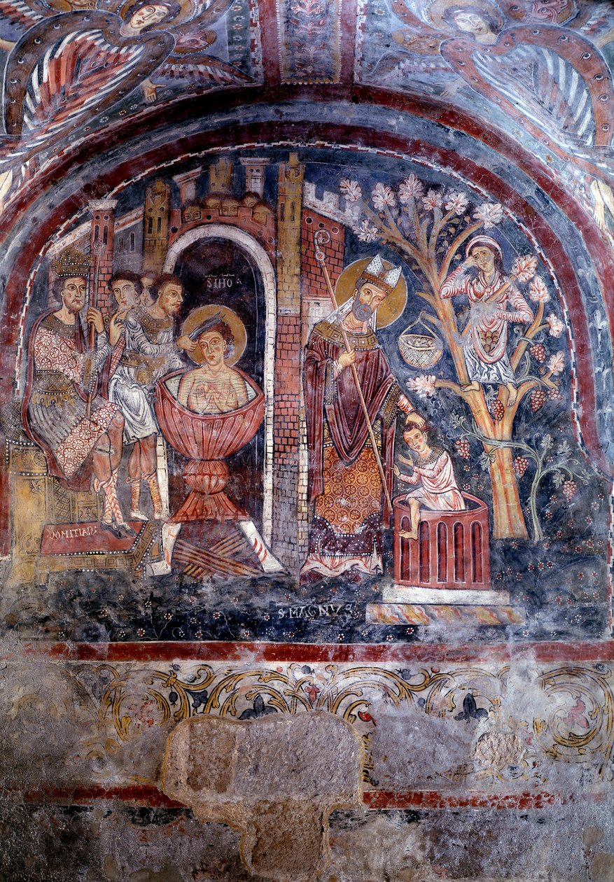 Leven en wonder van St. Magnus van Anagni en martelaarschap van St. Johannes in kokende olie door Italian School