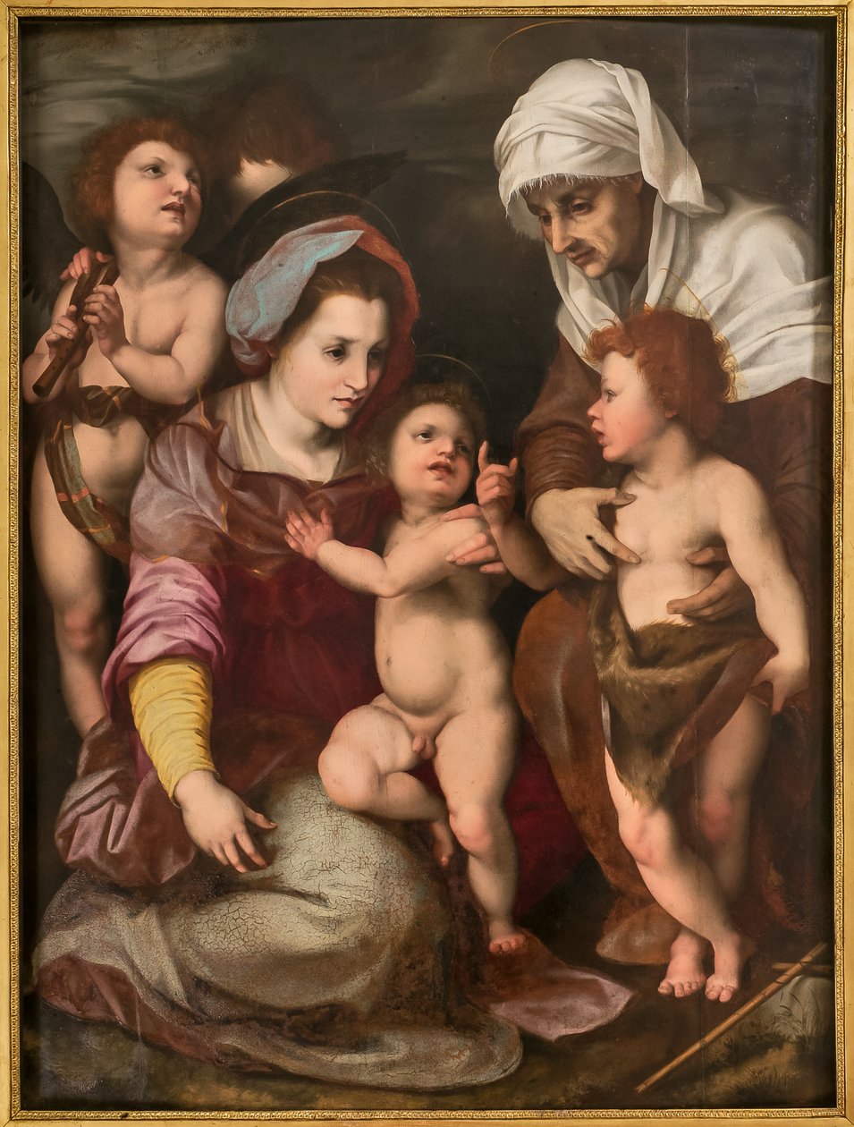 Madonna met Kind Jezus, St. Elisabeth, Kind St. Johannes en twee engelen, kopie van Andrea Del Sarto door Italian School