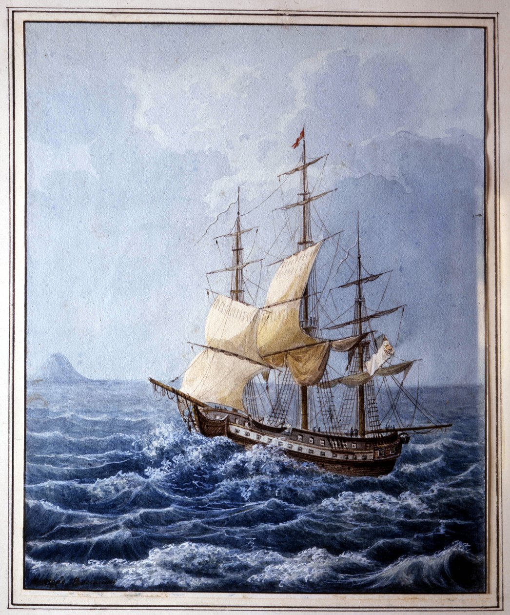 Marie Louise van Parma aan boord van een zeilboot op weg naar Napels op 10/07/1824, schilderij door B. Boccaccio. Museo Glauco Lombardi van Parma door Italian School