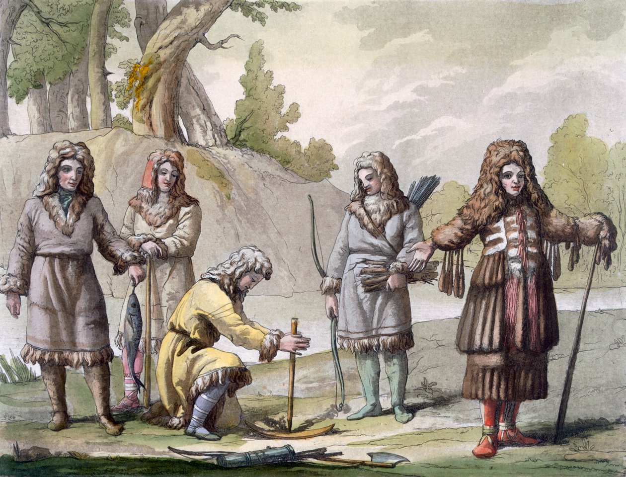 Mannen van Kamtsjatka, Verre Oosten van Rusland, ca. 1820-30 door Italian School