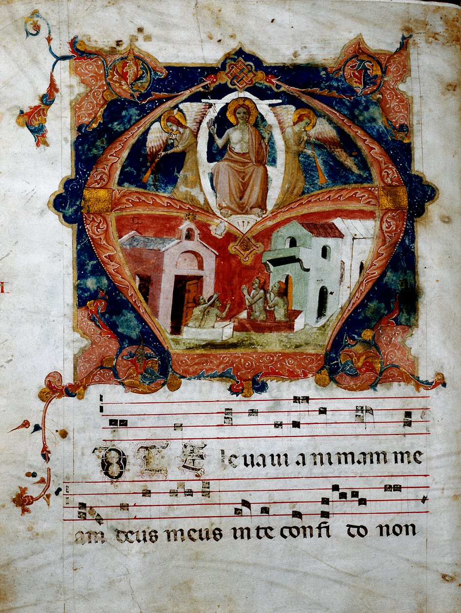 Miniatuur van de Dag des Oordeels uit een koorparchment door Italian School