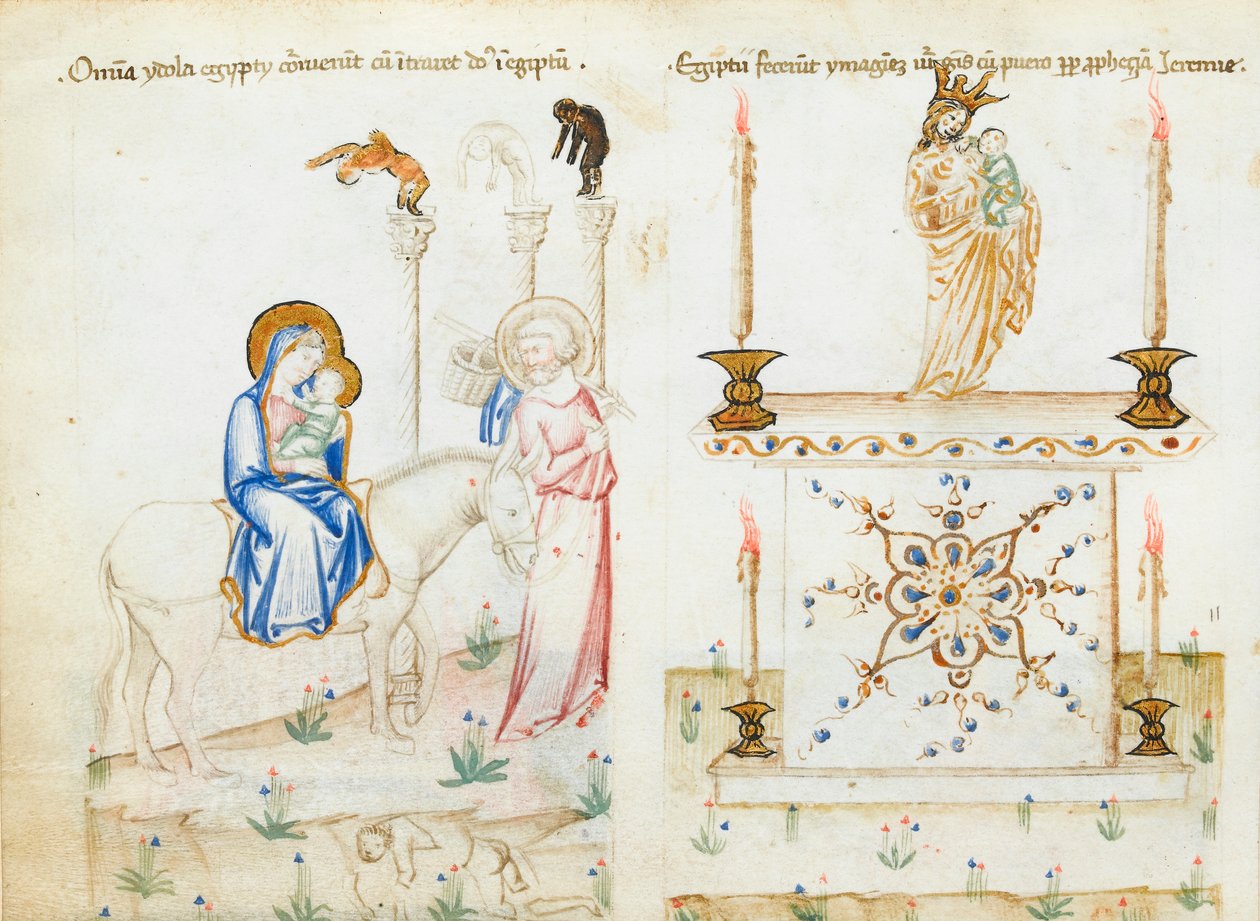 Ms 43-1950 fol.3v De Vlucht naar Egypte, uit Speculum Humanae Salvationis door Italian School
