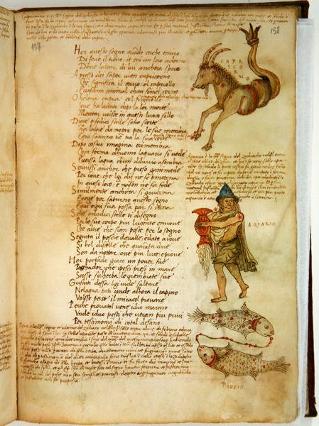Ms Ital 483 P.4.7 f.158r Steenbok, Waterman en Vissen, uit de 