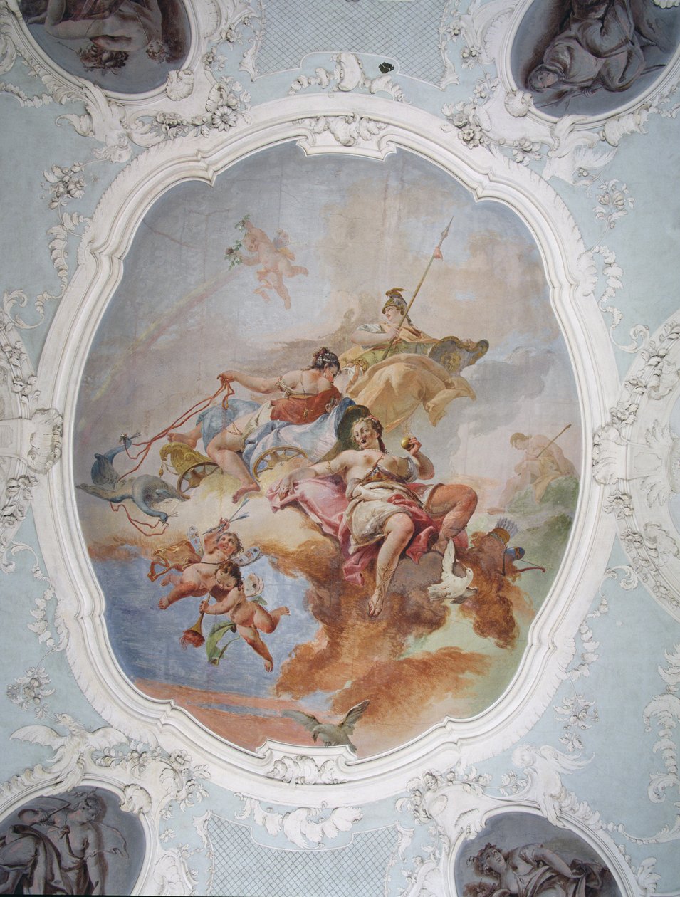 Mythologische scène met Venus, Juno en Minerva door Italian School