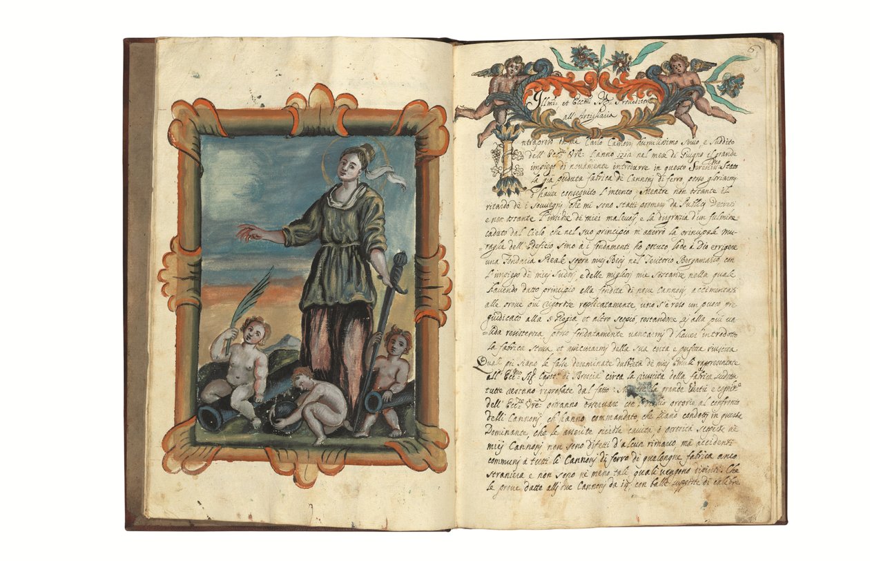 Over de vervaardiging van geweren voor de Republiek Venetië door Carlo Camozzi di Bergamo (fl.1712), in het Italiaans en Latijn, geïllustreerd manuscript op papier, Venetië, eerste helft 18e eeuw door Italian School