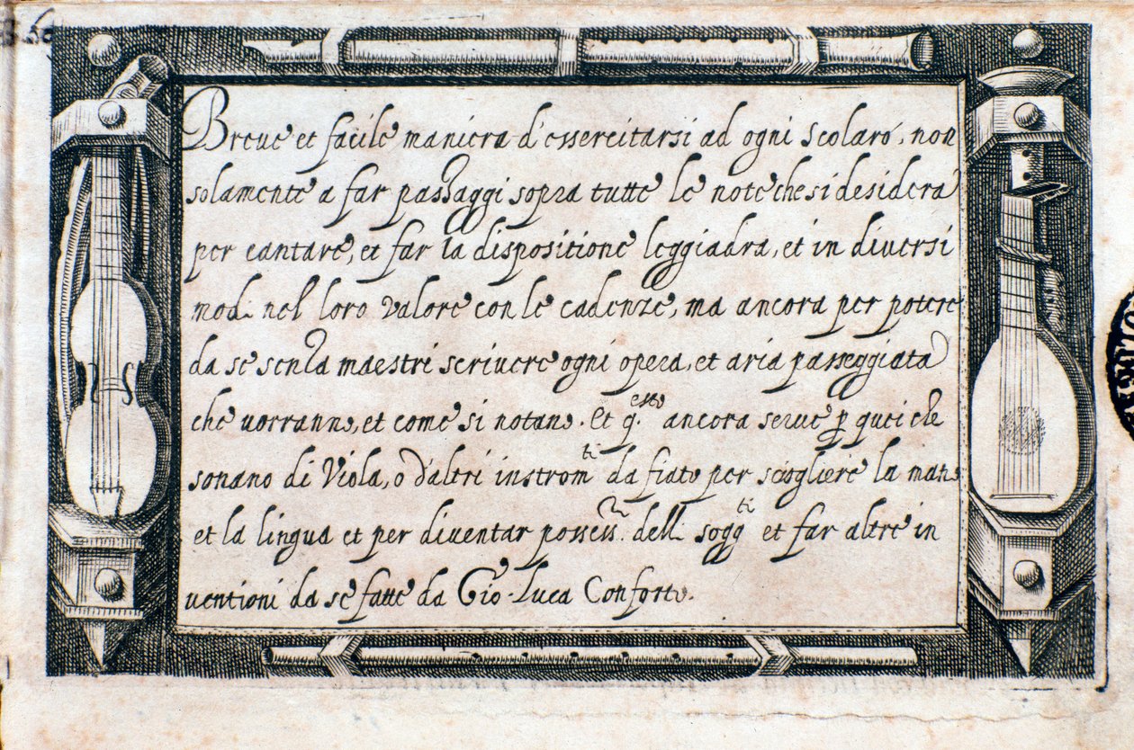 Pagina uit Breve e facile maniera di esercitarsi door Giovanni Luca Conforti door Italian School