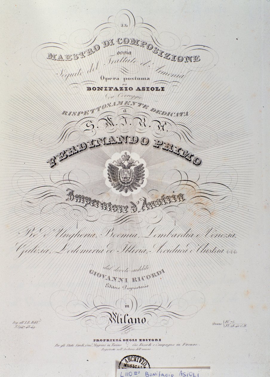 Pagina uit Verdrag van harmonie door Bonifazio Asioli door Italian School