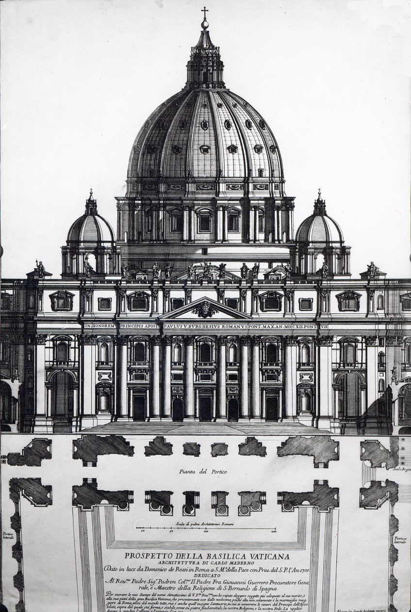 Plan van St. Pieter, Rome, gegraveerd door Alessandro Specchi door Italian School