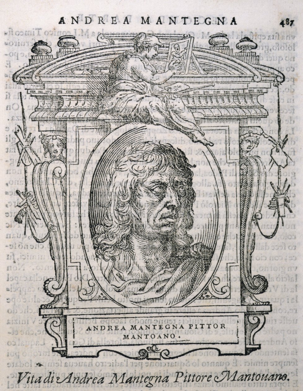 Portret van Andrea Mantegna (c.1430-1506) uit Vasaris Levens van de Kunstenaars, voor het eerst gepubliceerd in 1550 door Italian School