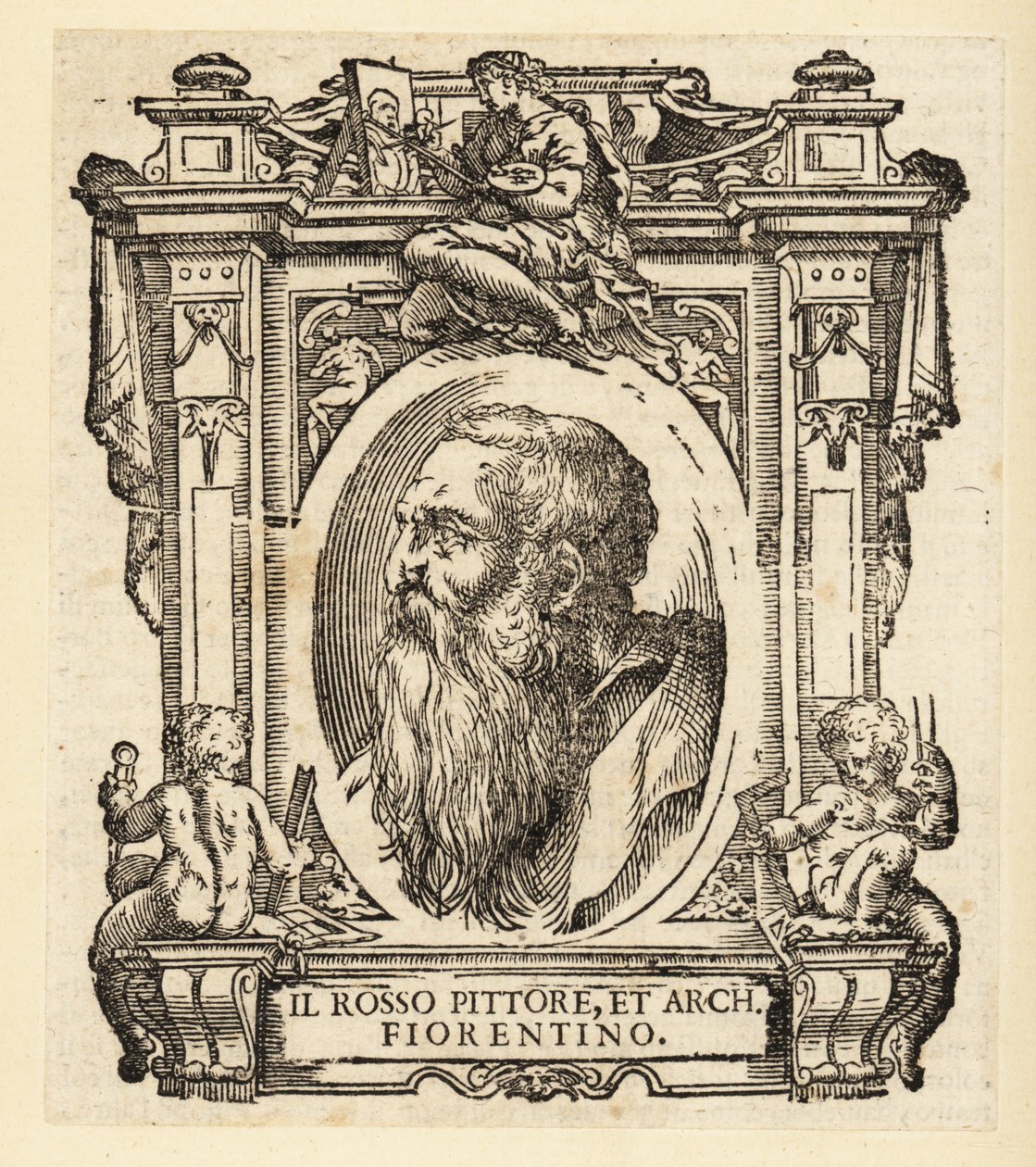 Portret van Giovanni Battista di Jacopo, bekend als Rosso Fiorentino of Il Rosso, Italiaanse architect en Maniëristische schilder in olie en fresco van de Florentijnse school door Italian School