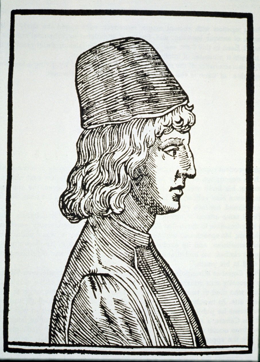 Portret van Pico della Mirandola (1463-94), uit Delle Celeste Fisionomia door Giovanni Battista della Porta, Padua 1616, geïllustreerd in Geschiedenis van de Magie, gepubliceerd eind 19e eeuw door Italian School