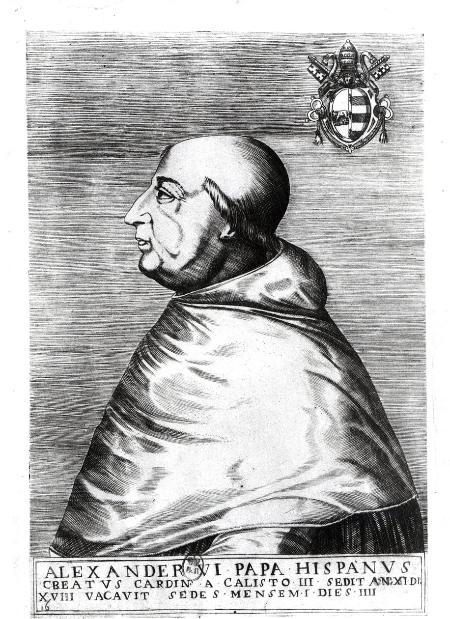 Portret van Paus Alexander VI (1492-1503) 16e-17e eeuw door Italian School