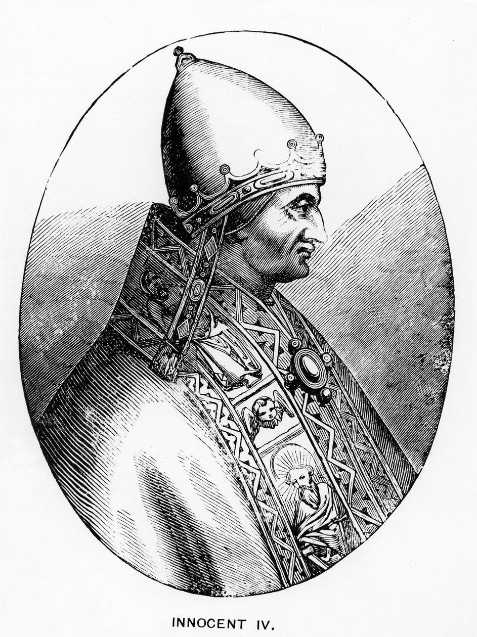 Portret van paus Innocentius IV (overleden 1254) illustratie uit Science and Literature in the Middle Ages and Renaissance, geschreven en gegraveerd door Paul Lacroix, 1878 door Italian School