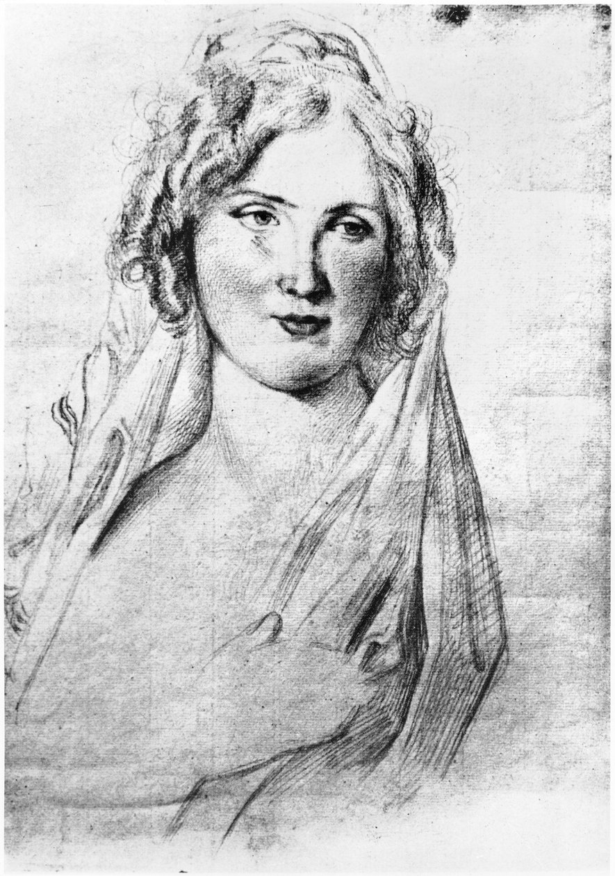 Portret vermoedelijk van Angela Pietragrua, gravin Simonetta, minnares van de Franse schrijver Stendhal, terwijl hij in Italië was, tussen september 1811 en 1815 door Italian School