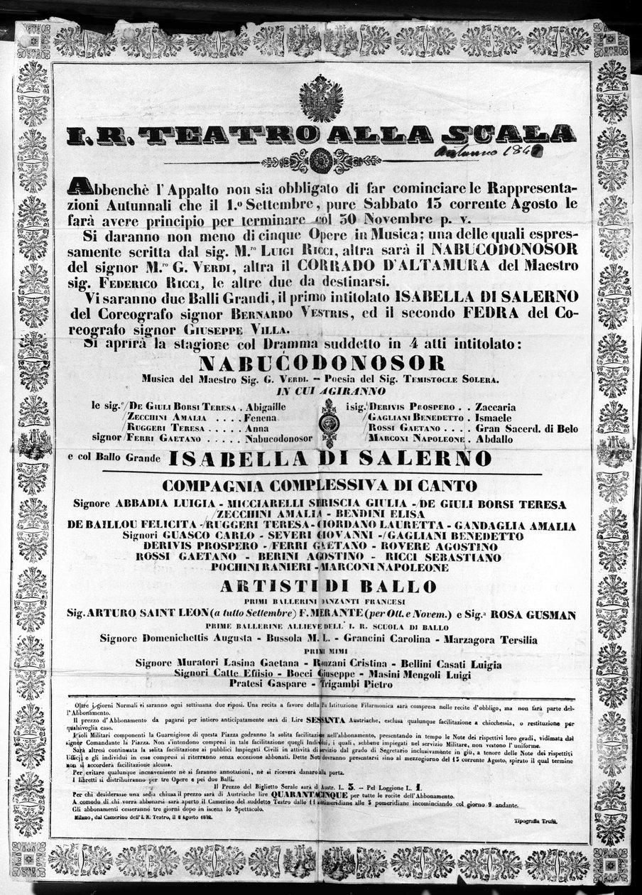 Poster voor I.R. Teatro alla Scala, 