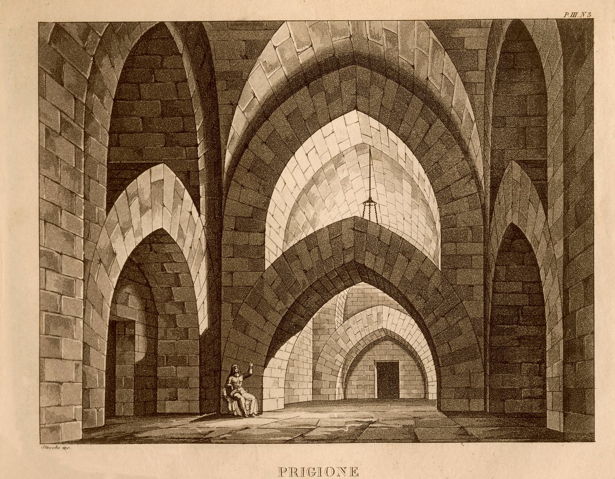 Gevangenis, decorontwerp voor act 1 van 