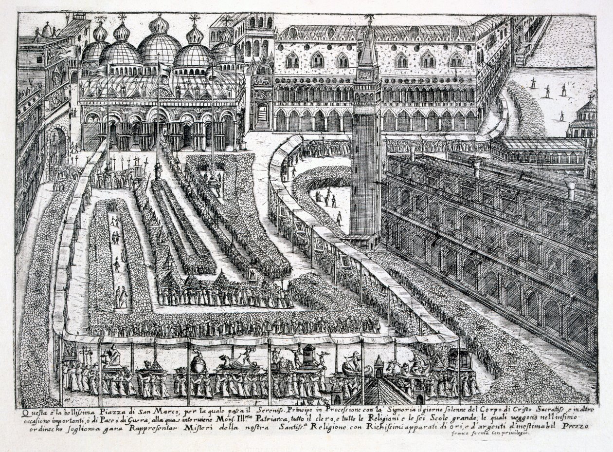 Processie voor Corpus Christi op het Piazza San Marco, 1876 door Italian School