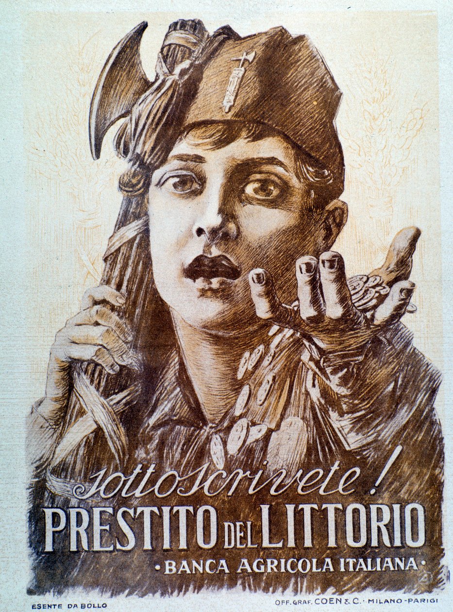 Propaganda fascistische poster voor de Littorio lening door Italian School