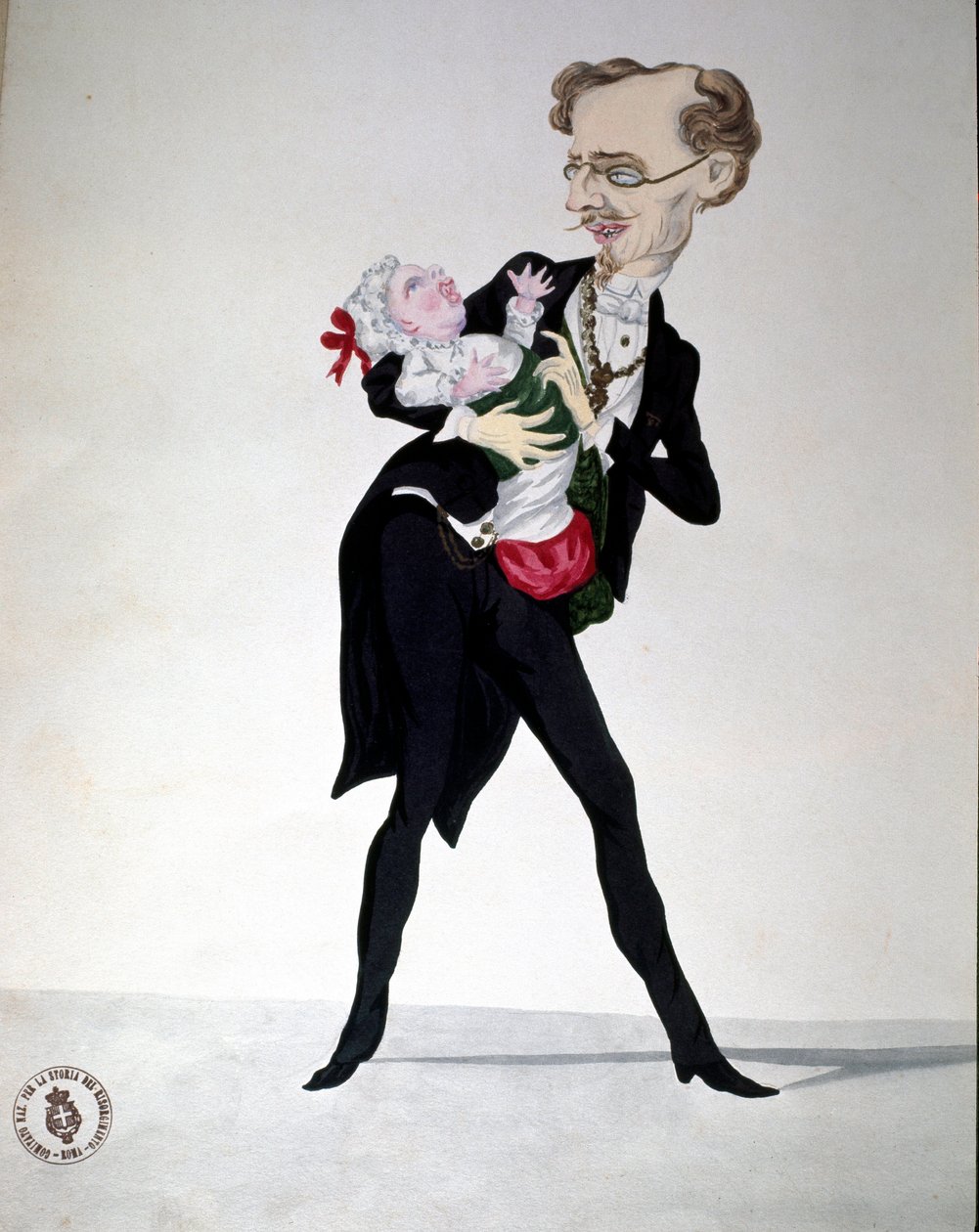 Risorgimento: cartoon die de Minister van Financiën Bettino Ricasoli (1809-1880) voorstelt 1865 Museo Nazionale del Risorgimento Rome door Italian School
