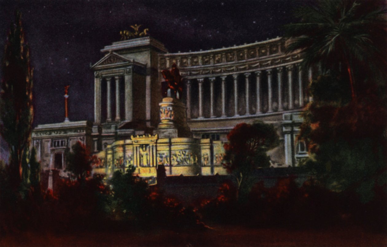 Rome: Monument voor Victor Emmanuel II (kleurenlitho) door Italian School