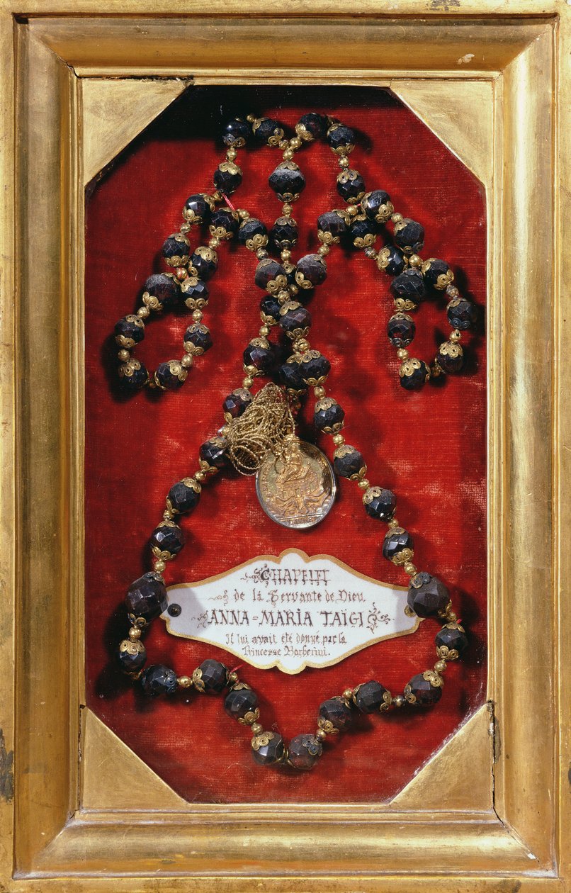 Rozenkrans gegeven aan Anna-Maria Taigi door Prinses Barberini (goud en edelsteen) door Italian School
