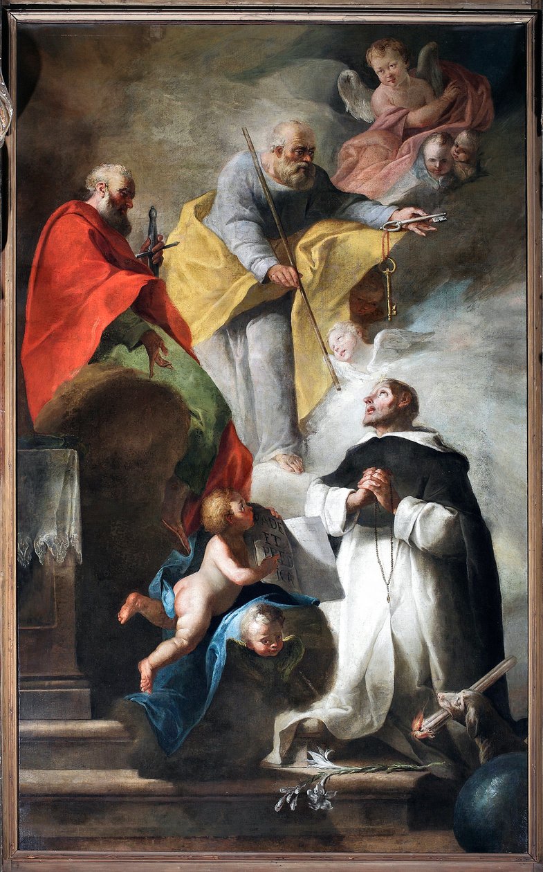 Sint Dominicus ontvangt de pelgrimsstaf en het boek waarin staat 