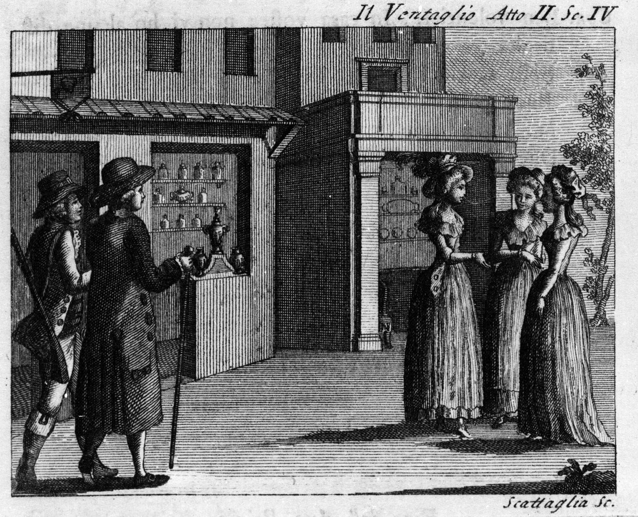 Scène 4 van Act II van het komische stuk 