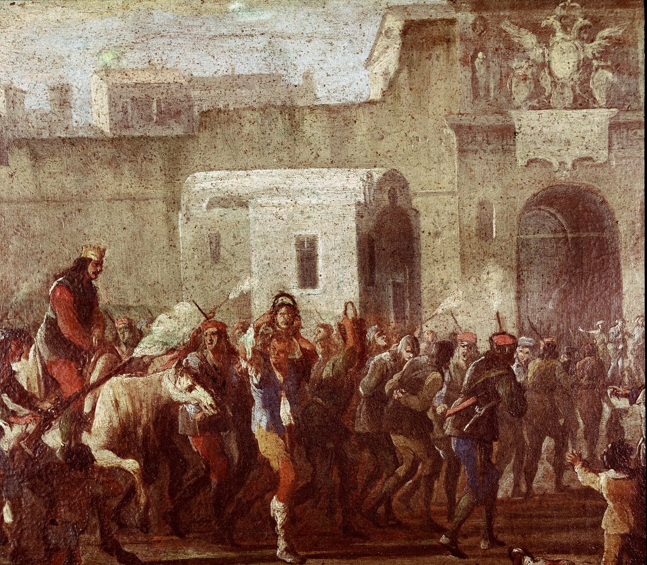 Scène van de bestraffing van dieven ten tijde van Masaniello (detail) door Italian School
