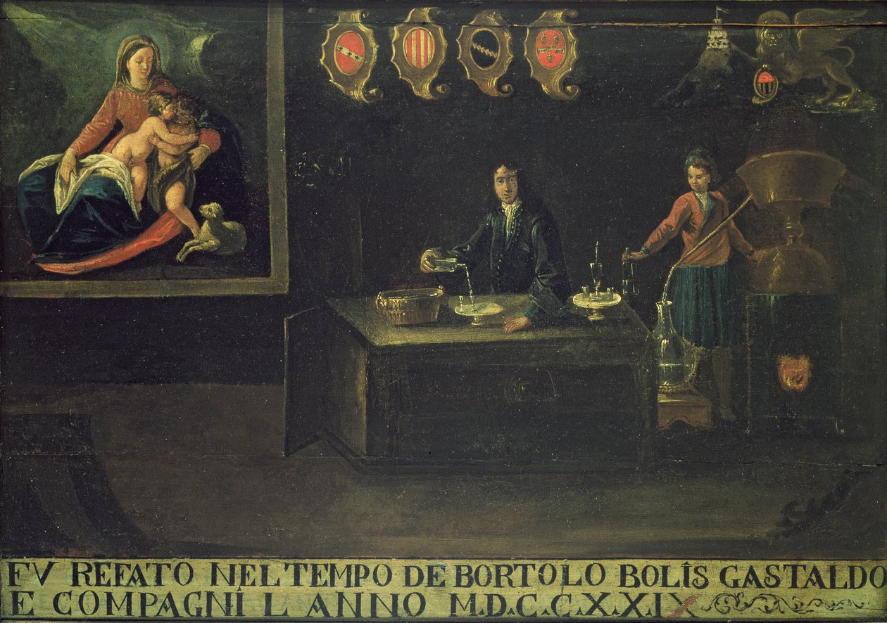 Bord van het Venetiaanse Apothekersgilde, 1729 door Italian School