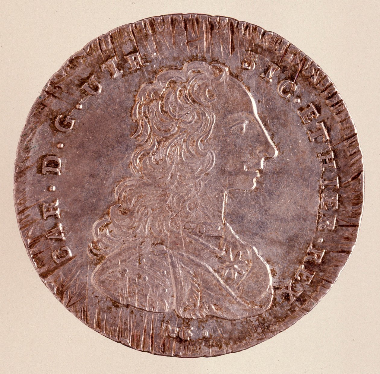 Zilveren piastra uit Napels: regeerperiode van Karel III van Spanje (1716-1788) en portret. 1750 door Italian School